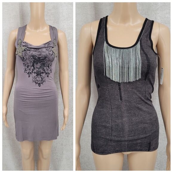 Miss Me Unplugged Women's XS Dress and Tank Bikercore Y2K Lot NEW NWT - Picture 1 of 16